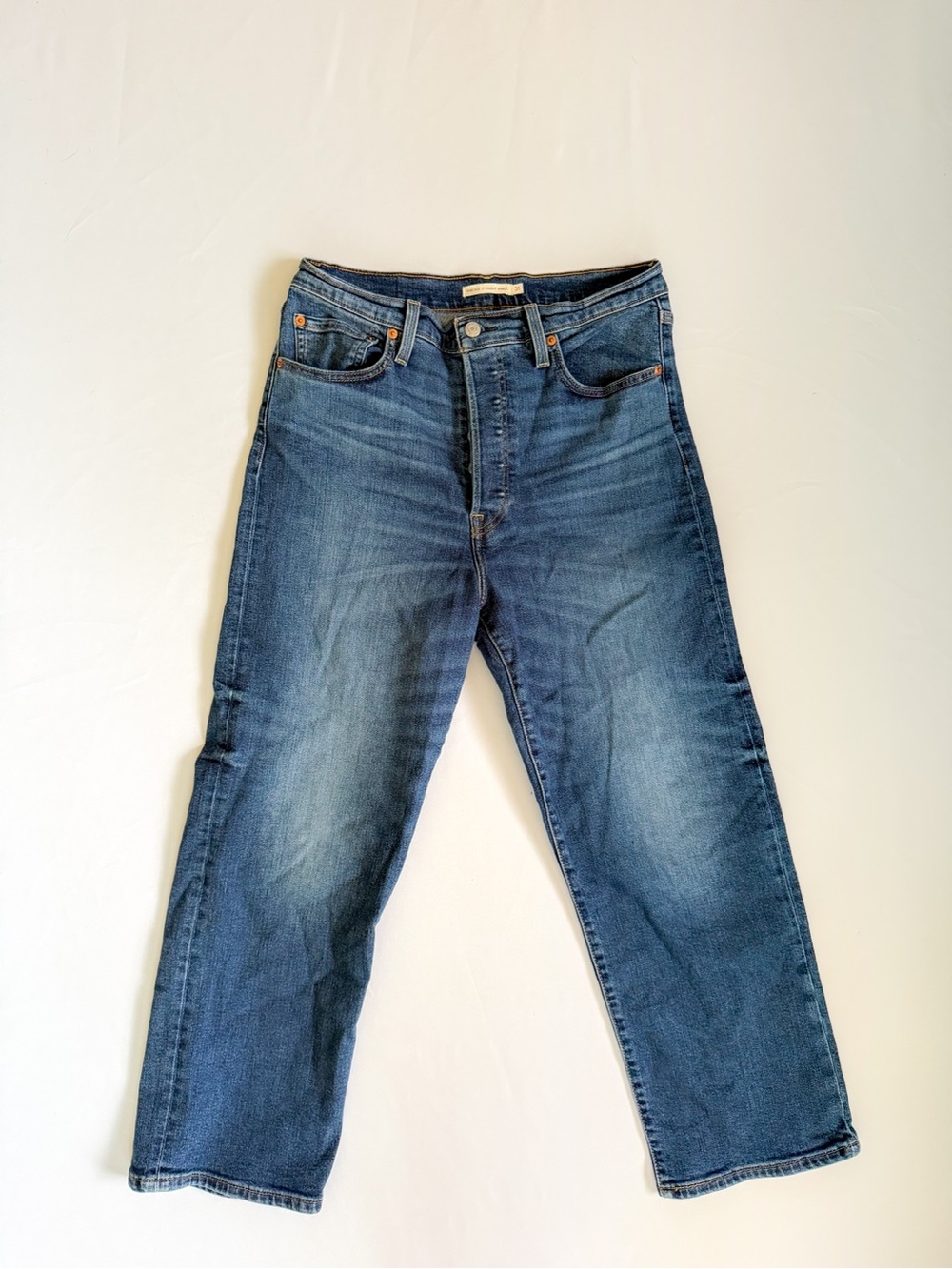 Levi's Ribcage Straight Ankle Jeans Size 31 L27 Medium Wash High Rise Button Fly